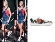 Taylor Swift was spotted in 2017 wearing the Gucci Ace Embroidered